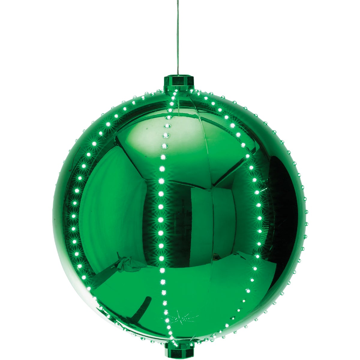 Alpine 13 In. LED 240-Bulb Green Christmas Ball with Chasing LED Lights