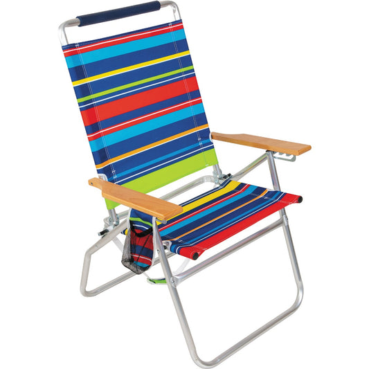 Rio Brands Wave Hi-Boy 4-Position Striped Aluminum Folding Beach Chair