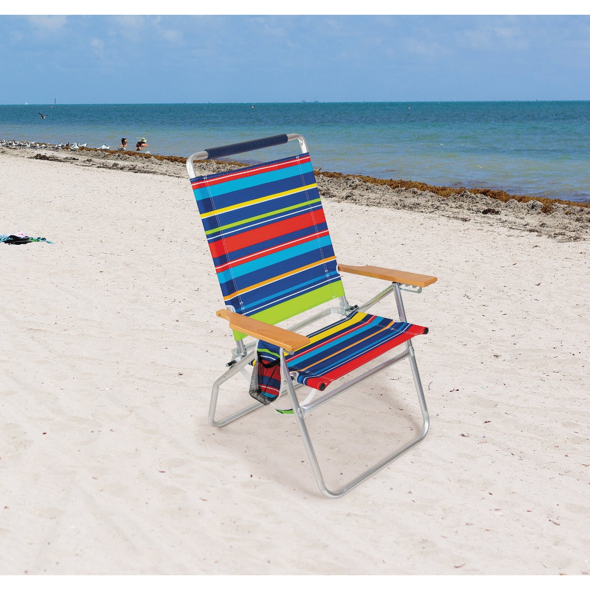 Rio Brands Wave Hi-Boy 4-Position Striped Aluminum Folding Beach Chair