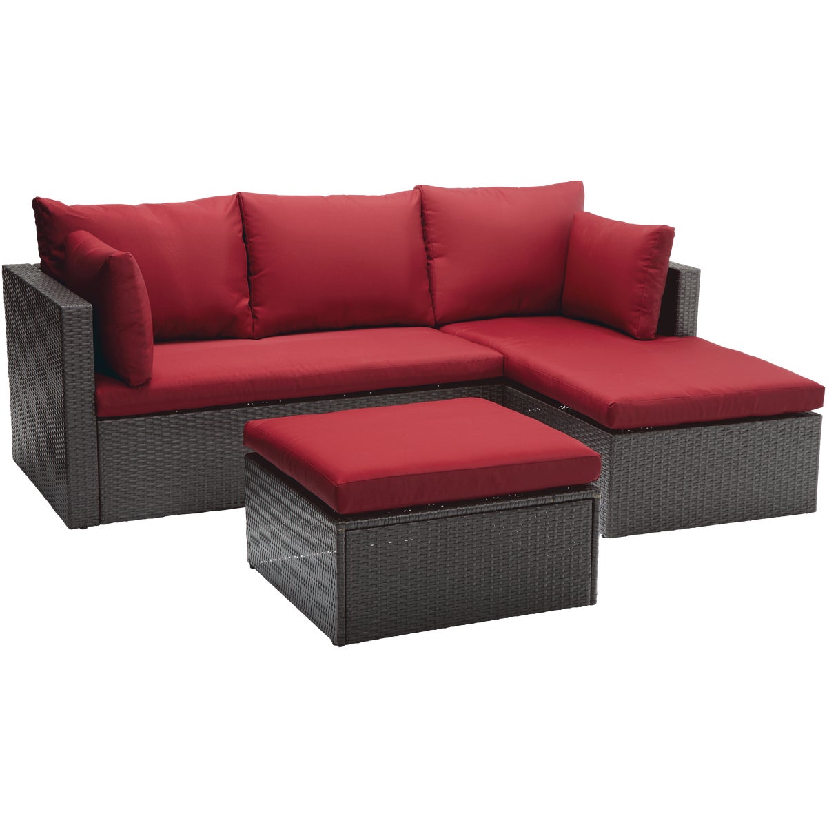 Outdoor Expressions Loft Red Wicker Sofa