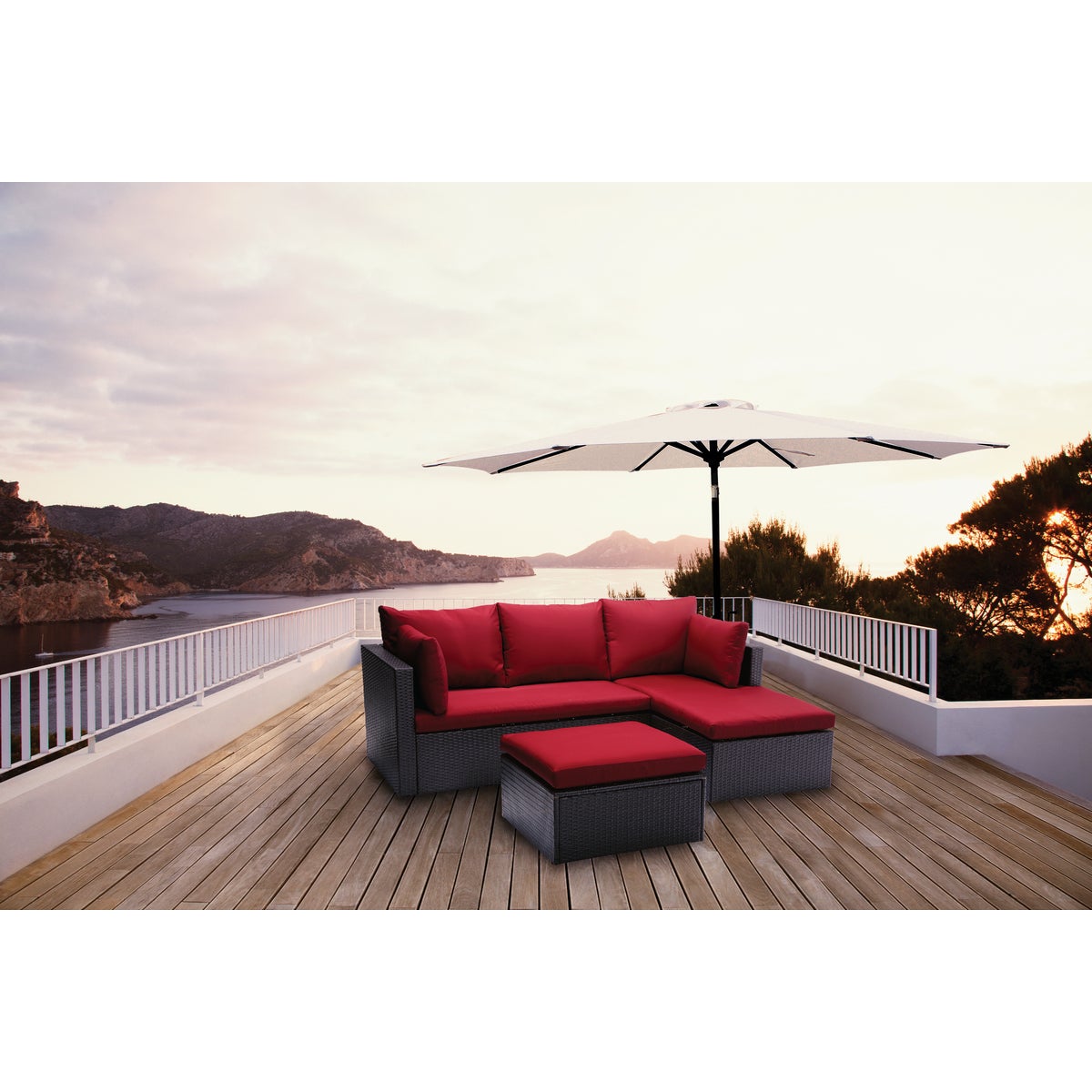 Outdoor Expressions Loft Red Wicker Sofa