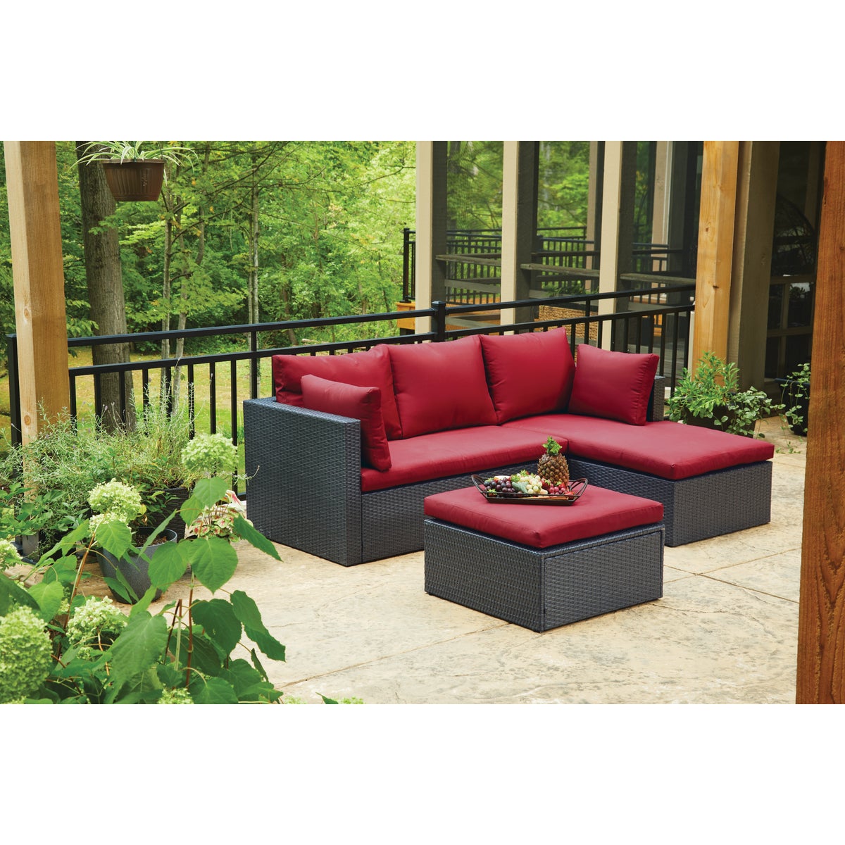 Outdoor Expressions Loft Red Wicker Sofa