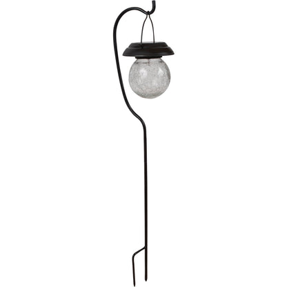 Fusion Black Stainless Steel Shepherd's Hook Hanging Crackle Ball Solar Path Light