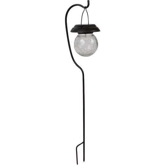 Fusion Black Stainless Steel Shepherd's Hook Hanging Crackle Ball Solar Path Light