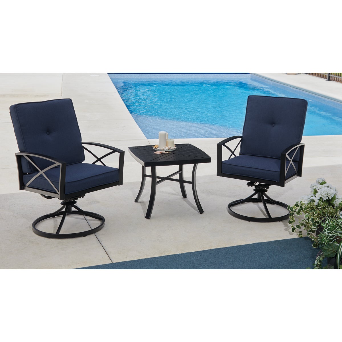 Outdoor Expressions 3-Piece Swivel Bistro Set