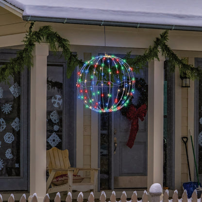 Alpine 17 In. Foldable Metal Sphere Multi-Color LED Christmas Ornament