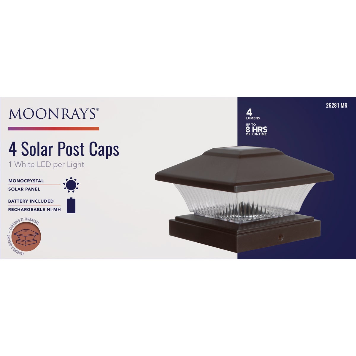 Moonrays Black LED Solar Post Cap (4-Pack)