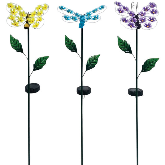 Alpine Metal 33 In. H. Insect with Hydrangea Wings Solar Stake Light