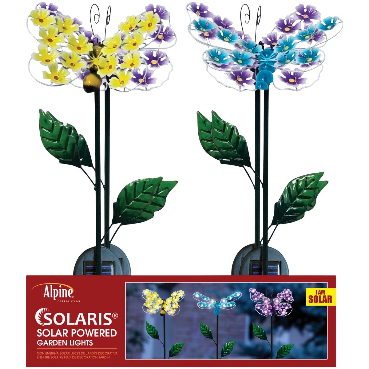 Alpine Metal 33 In. H. Insect with Hydrangea Wings Solar Stake Light