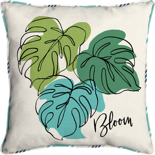 Oceantex 18 In. W. x 5.5 In. H. x 18 In. L. Recycled Polyester Kinna Monstera Pillow