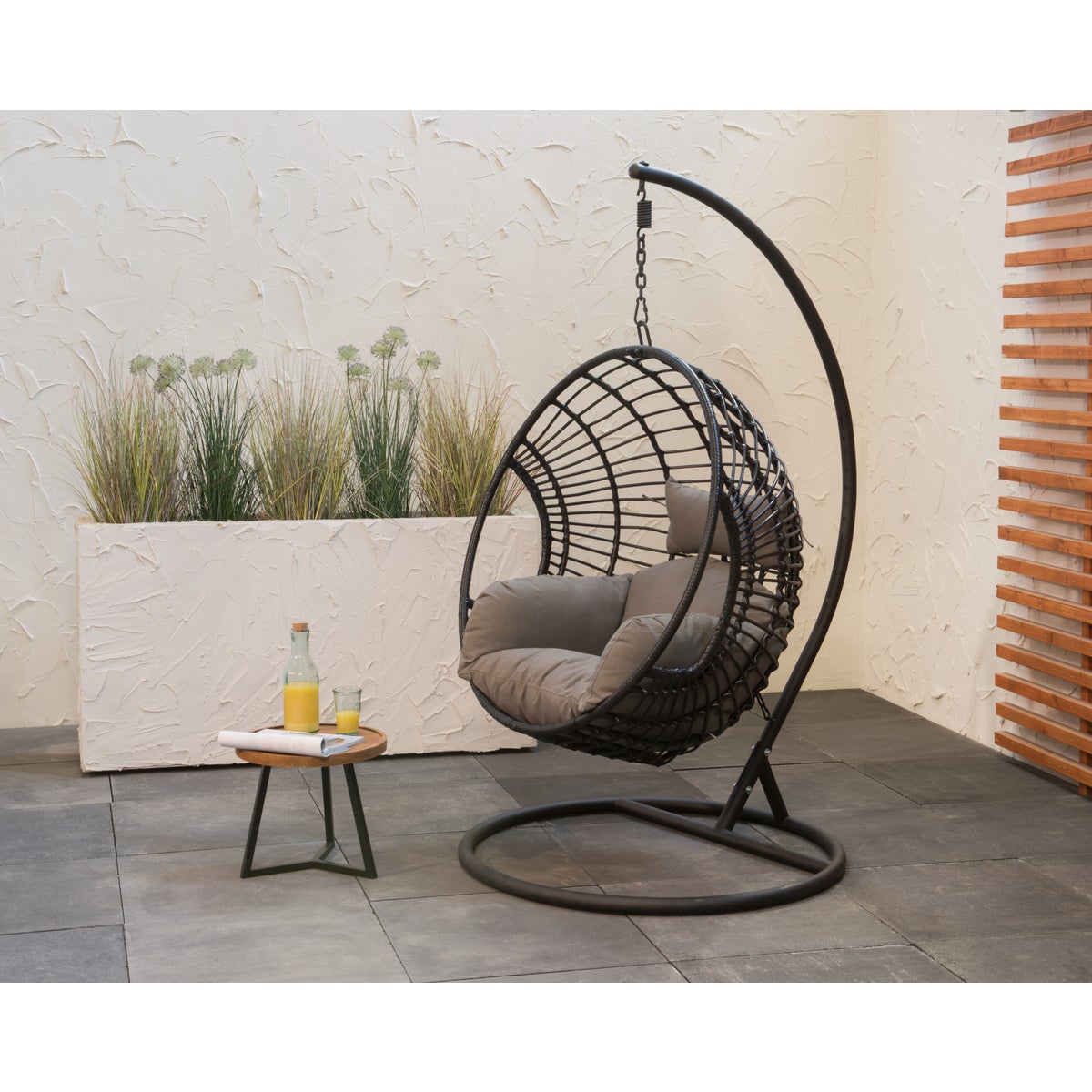 Decoris Garden Furniture London Black Outdoor Wicker Hanging Egg Chair