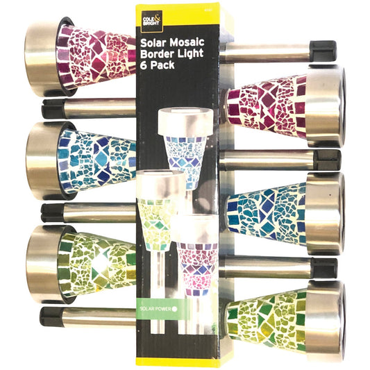 Cole & Bright Stainless Steel Mosaic Solar Border Light (6-Pack)