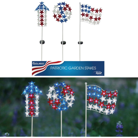 Alpine Solaris Metal Patriotic Solar Garden Stake