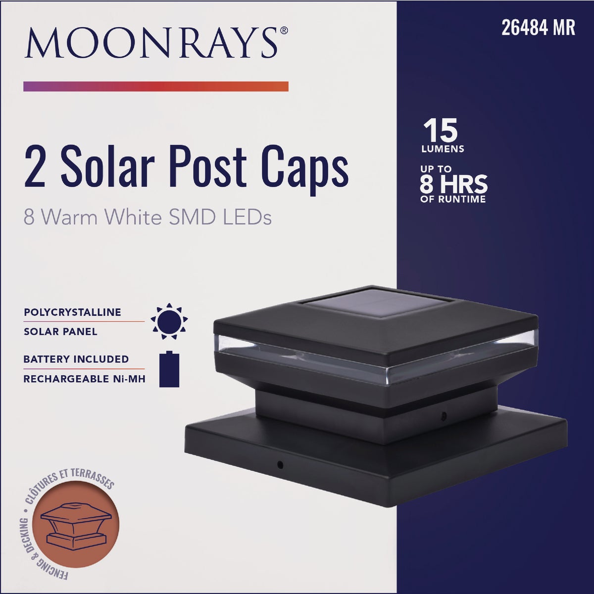 Moonrays 4 In. x 4 In. Black LED Solar Post Cap (2-Pack)