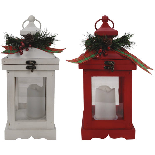 Alpine 5 In. W. x 14 In. H. x 5 In. L. LED White or Red Christmas Lantern Holiday Decoration