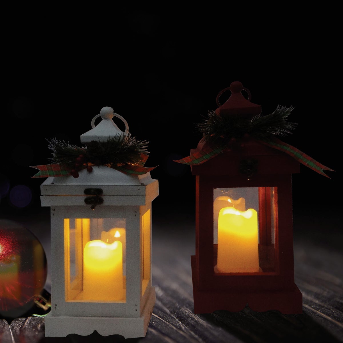 Alpine 5 In. W. x 14 In. H. x 5 In. L. LED White or Red Christmas Lantern Holiday Decoration