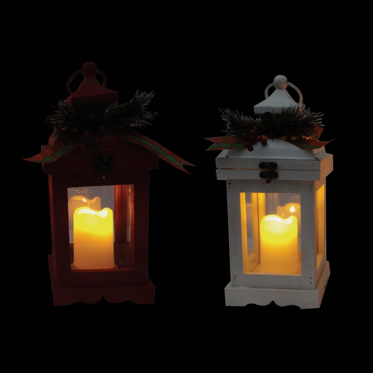 Alpine 5 In. W. x 14 In. H. x 5 In. L. LED White or Red Christmas Lantern Holiday Decoration