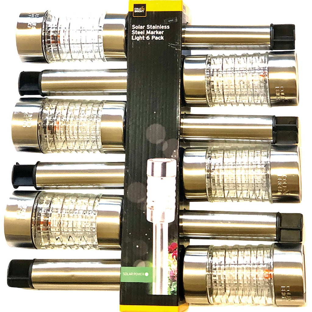 Cole & Bright Stainless Steel Solar Path Light (6-Pack)