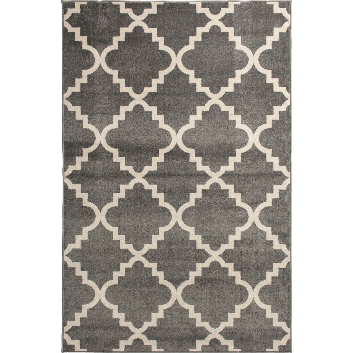 Backyard Bungalow 6 Ft. 6 In. x 9 Ft. 6 In. Canterbury Stone/Ivory Lattice Plush Outdoor Rug