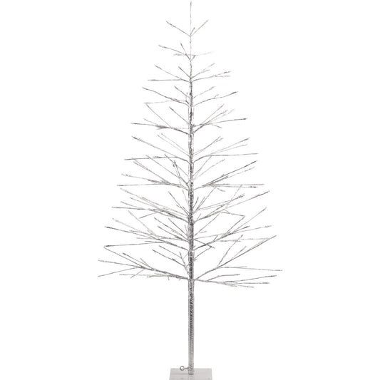 Alpine 60 In. Silver Christmas Tree with Multi-Colored LED Lights