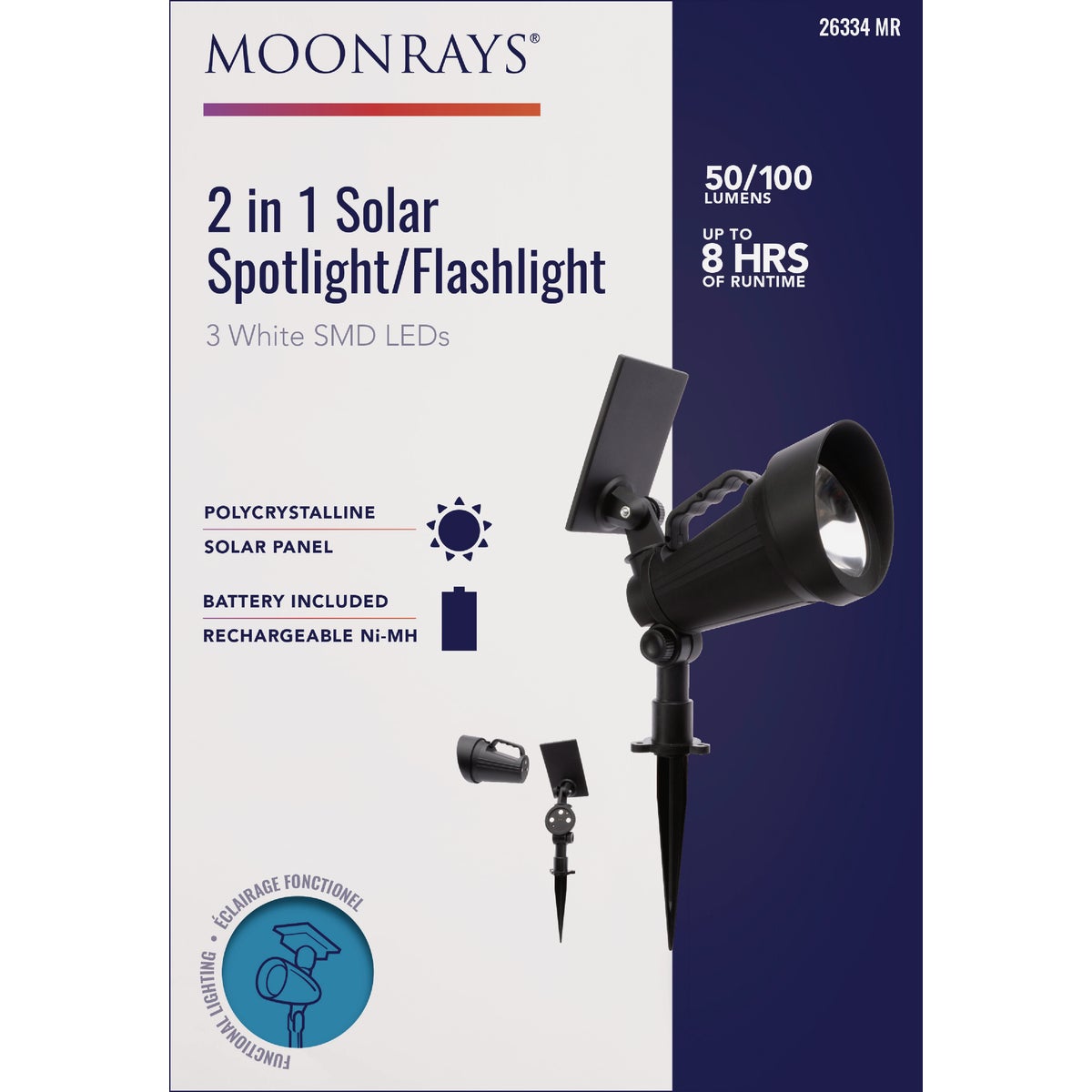 Moonrays Black SMD LED 2-In-1 Solar Spotlight/Flashlight