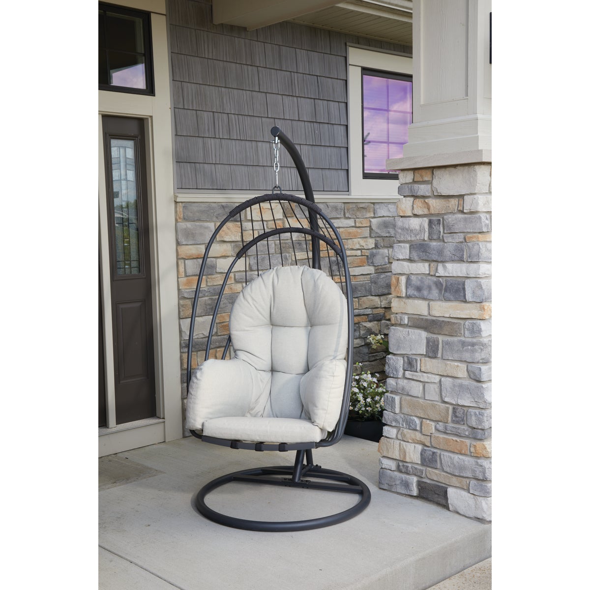 Outdoor Expressions Gray Hanging Egg Chair