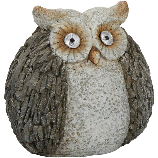 Alpine 13 In. H. Magnesia Owl Statue with Solar LED Eyes