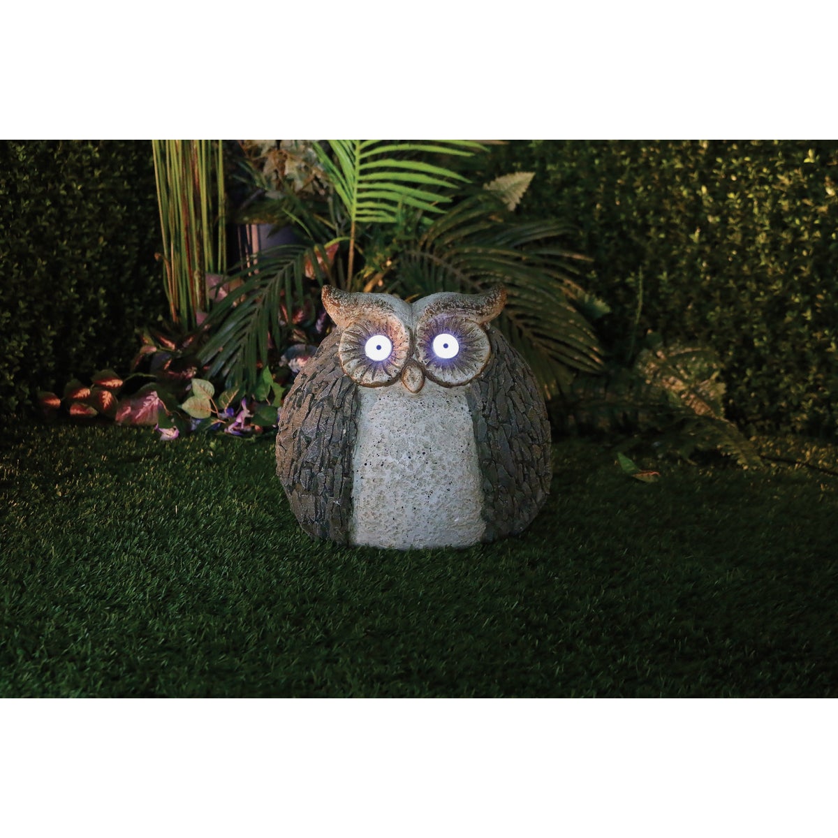 Alpine 13 In. H. Magnesia Owl Statue with Solar LED Eyes