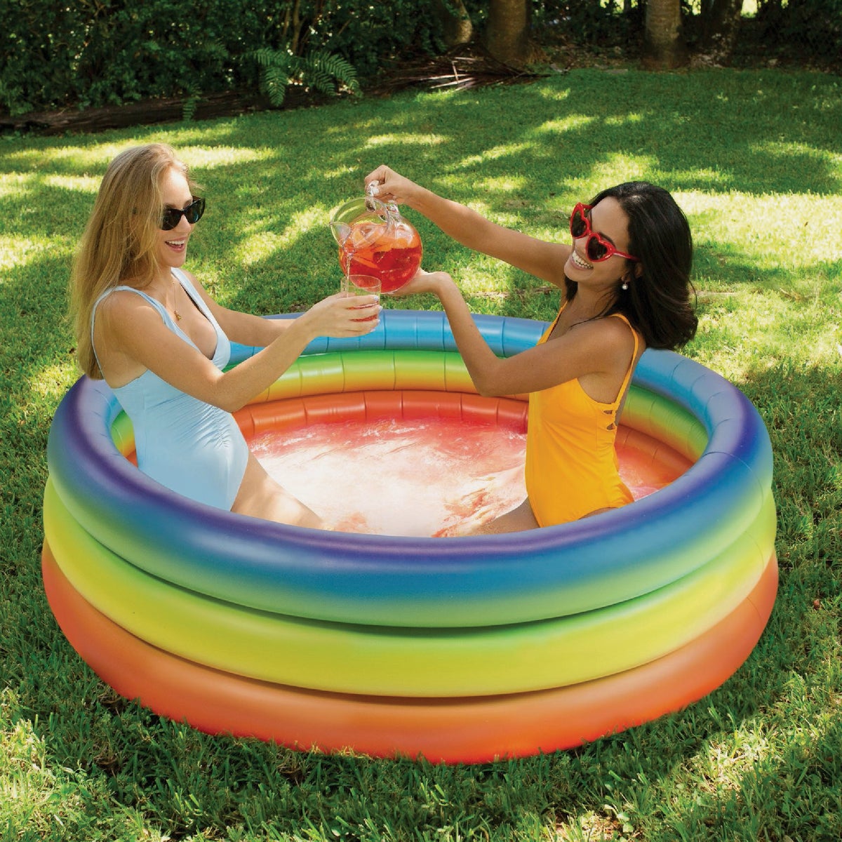 PoolCandy 15 In. D. x 60 In. Dia. Rainbow Haze Inflatable Sunning Pool