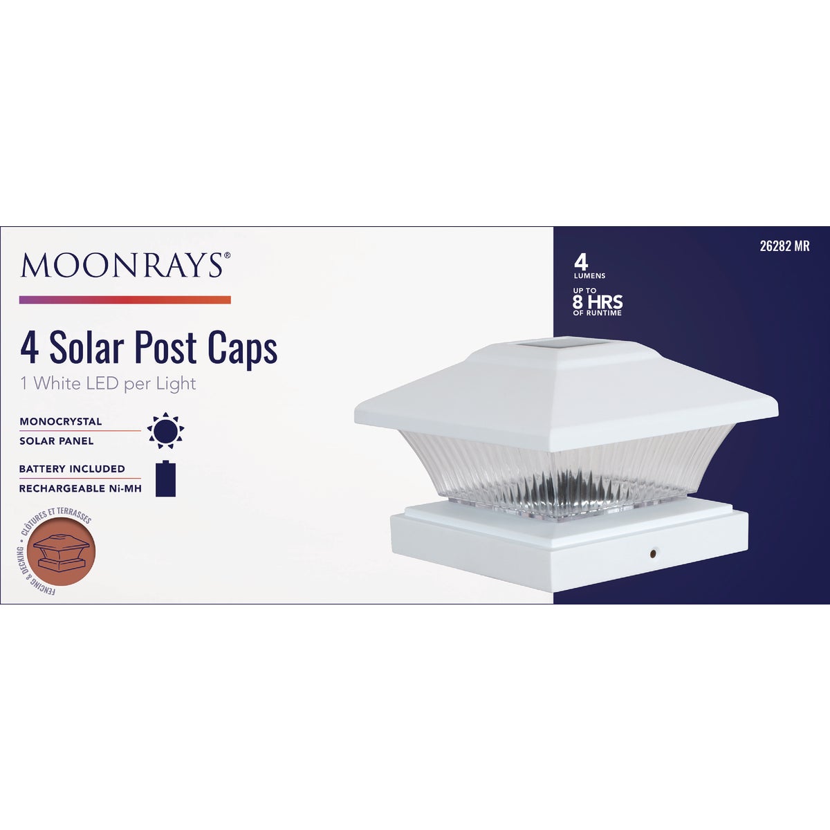 Moonrays White LED Solar Post Cap (4-Pack)