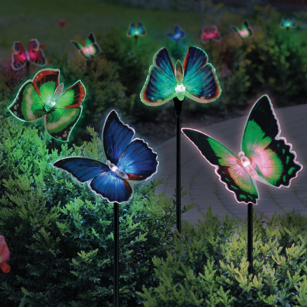 Exhart 26 In. LED Fiber Optic Butterfly Solar Stake Light