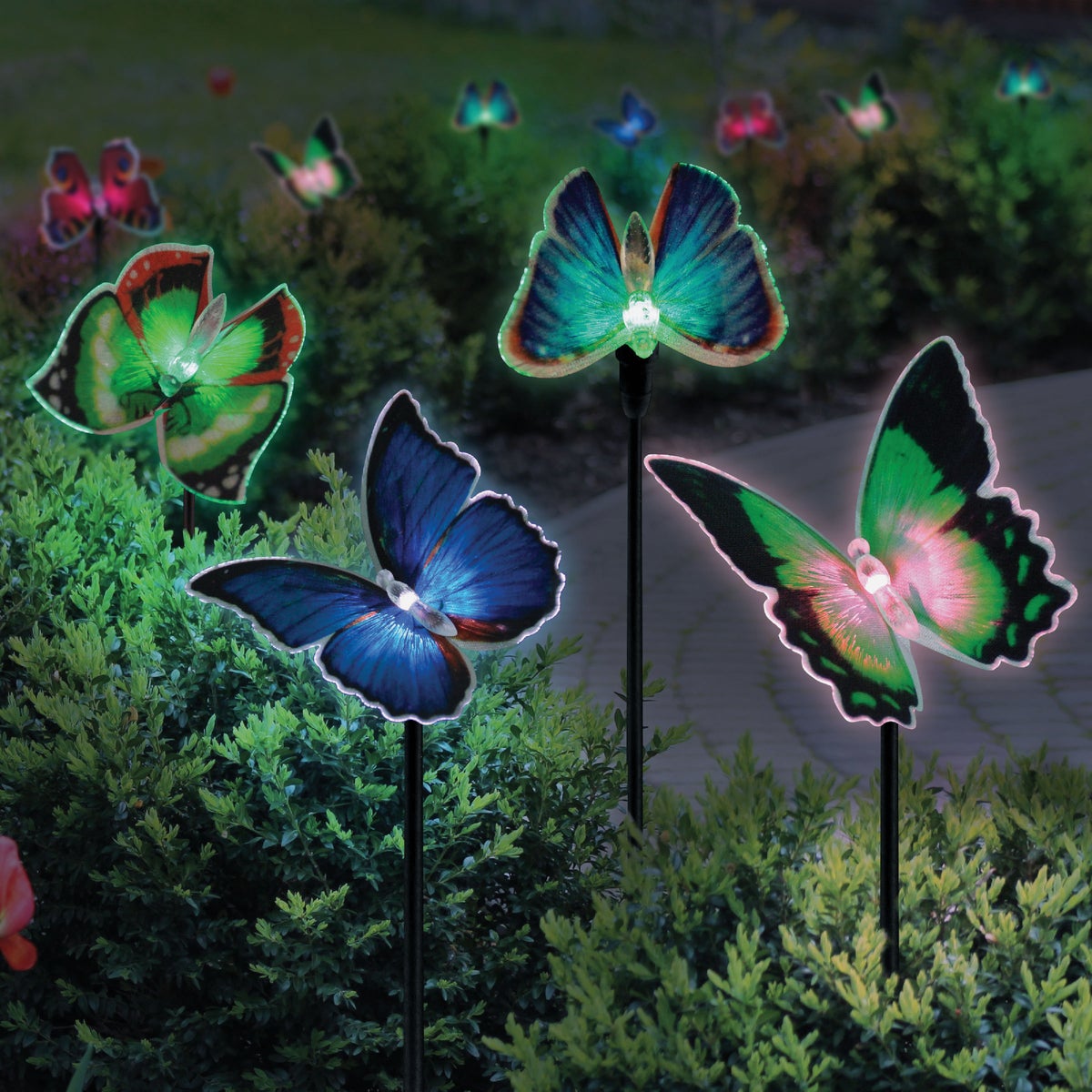 Exhart 26 In. LED Fiber Optic Butterfly Solar Stake Light