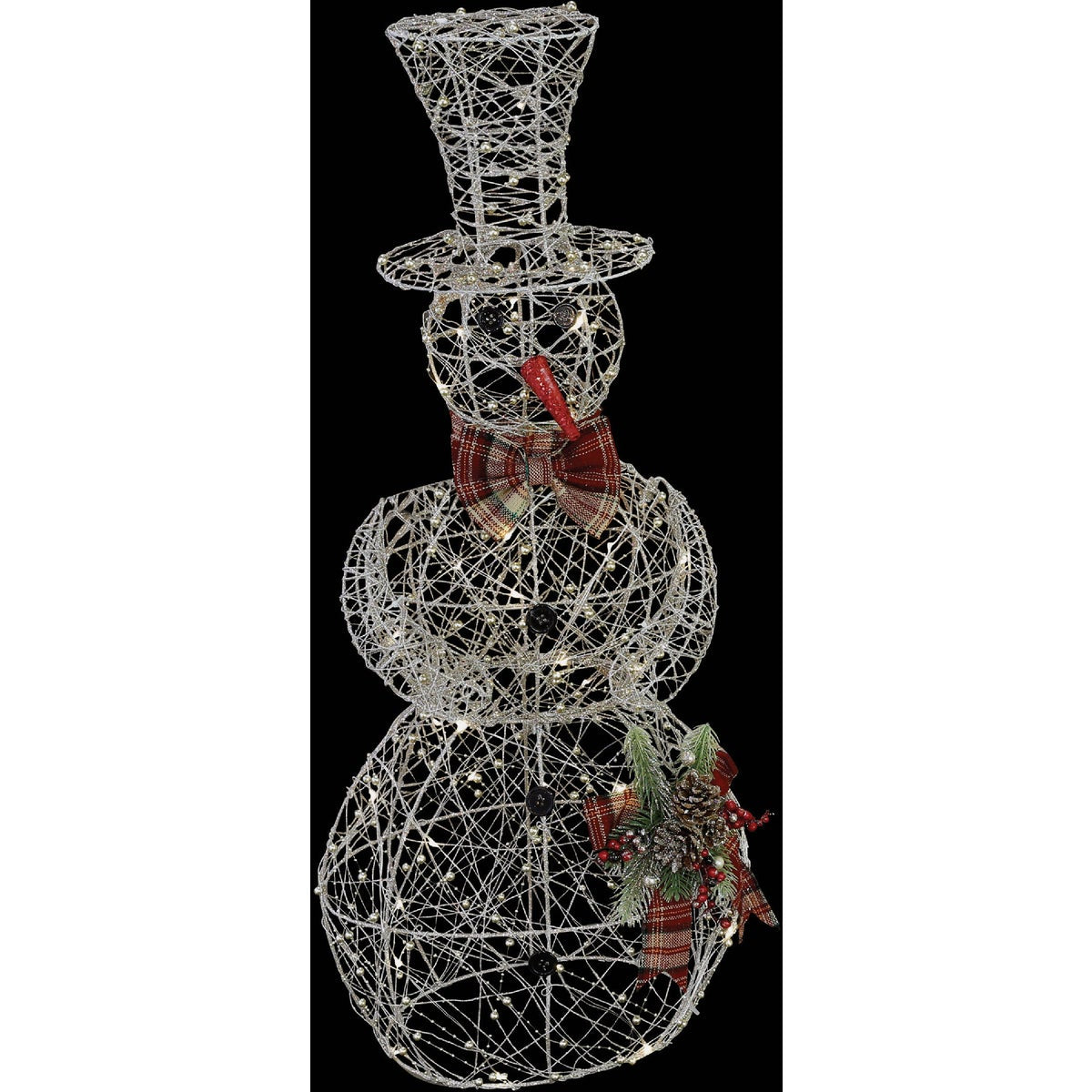 Alpine 36 In. Warm White LED Gold Mesh Snowman Lighted Decoration