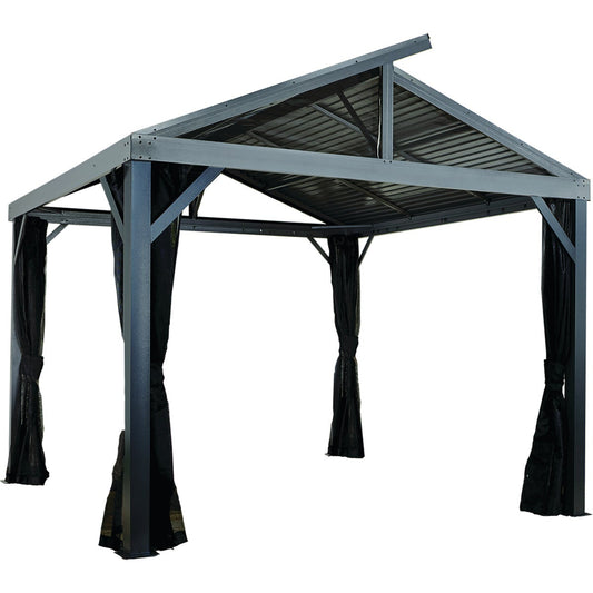 Sojag South Beach II 12 Ft. x 12 Ft. Light Gray Powder Coated Aluminum Hardtop Gazebo