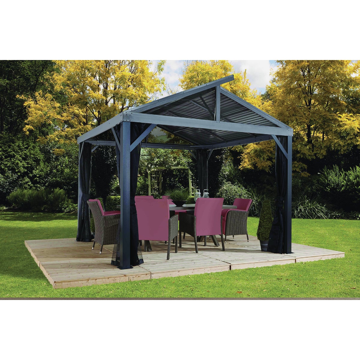 Sojag South Beach II 12 Ft. x 12 Ft. Light Gray Powder Coated Aluminum Hardtop Gazebo