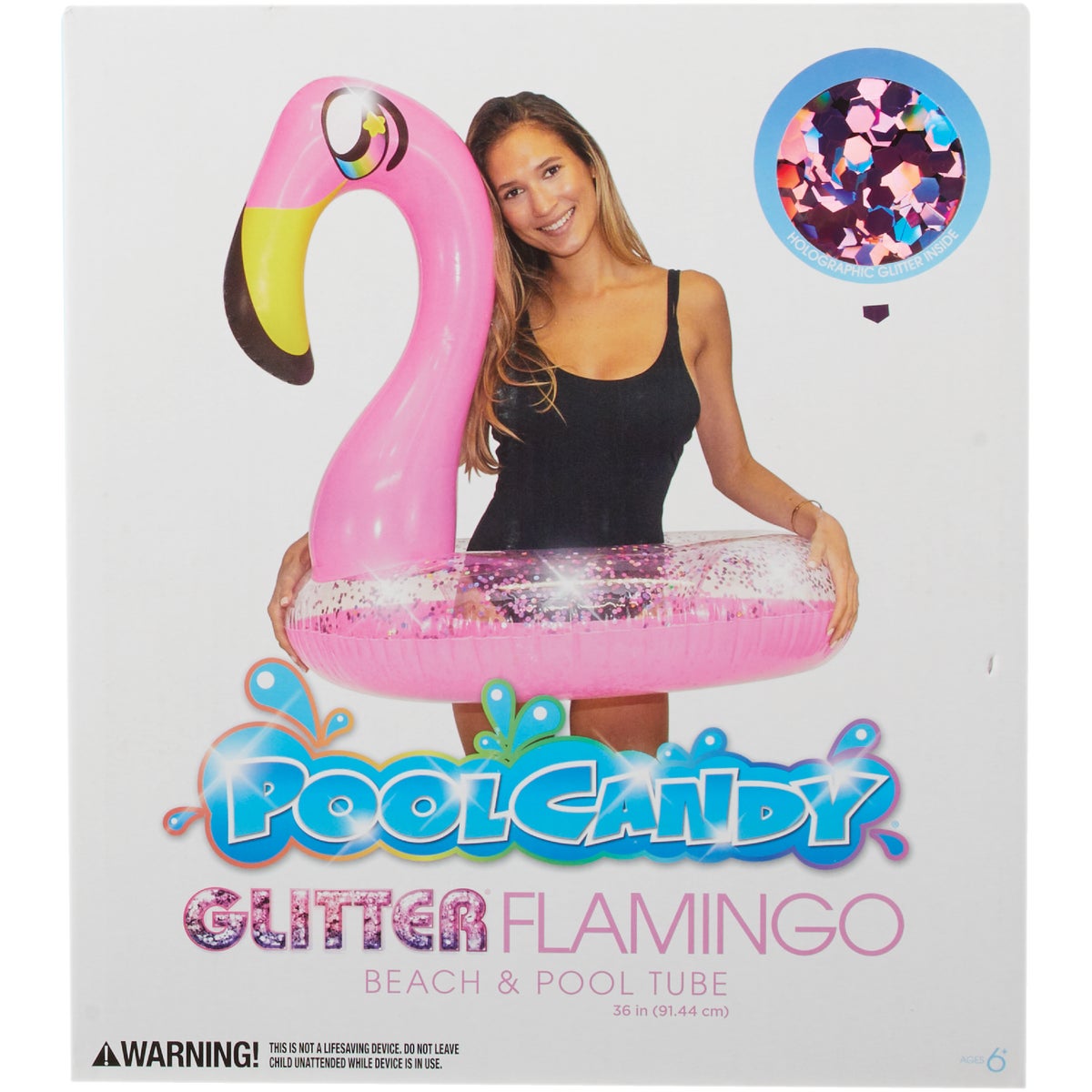 PoolCandy Ride-On 36 In. Flamingo Inflatable Pool Tube