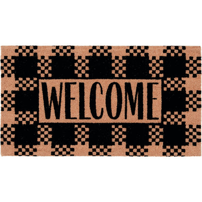Natco Home 20 In. x 36 In. Coir Outdoor Doormat, Welcome Plaid Frame