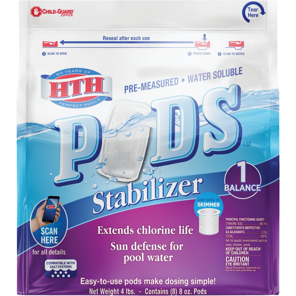 HTH 8 Oz. Pre-Measured Water Soluble Stabilizer Pods