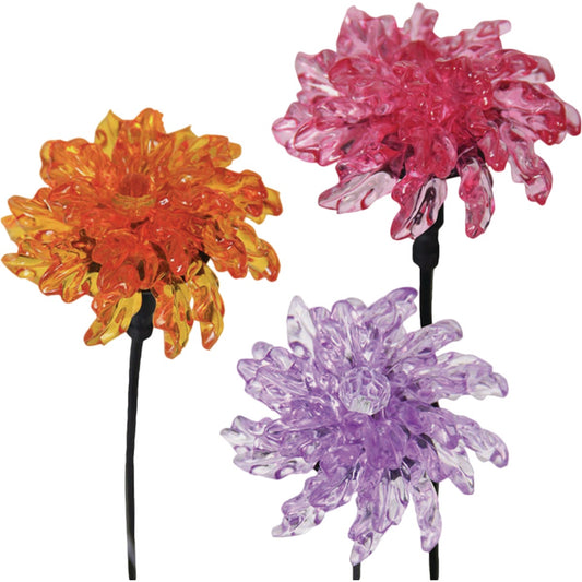 Exhart 16 In. LED Mini Bergamot Flower Solar Stake Light