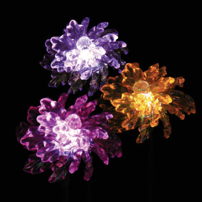 Exhart 16 In. LED Mini Bergamot Flower Solar Stake Light