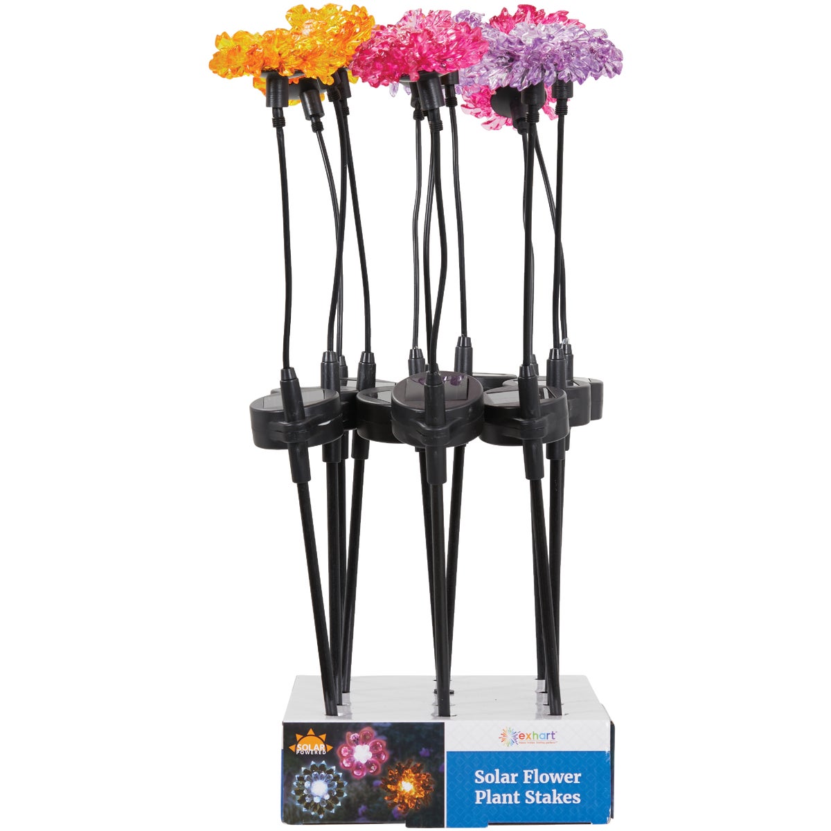 Exhart 16 In. LED Mini Bergamot Flower Solar Stake Light
