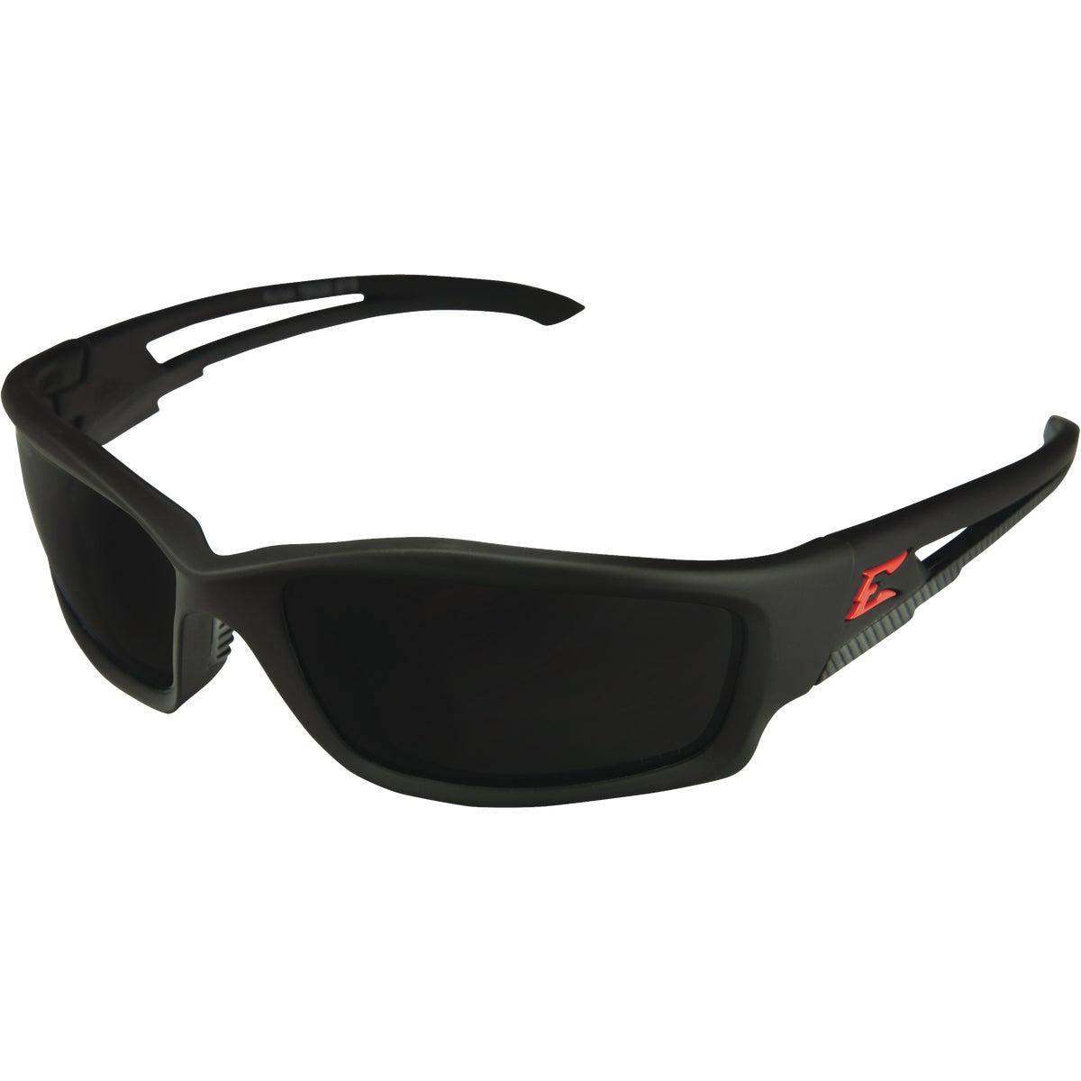 Edge Eyewear Kazbek Torque Red E Matte Black Frame Safety Glasses with Polarized Smoke Vapor Shield Lenses