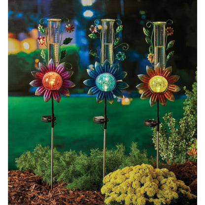 Gerson Spring GIL Metal & Glass 33.5 In. H. Flower Solar Stake Light