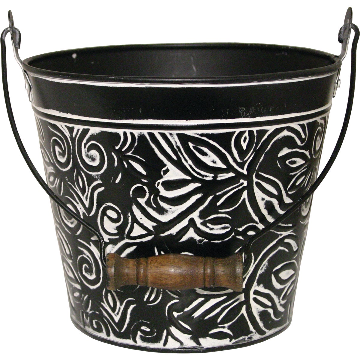 Robert Allen Vintage 8 In. Charcoal Banded Galvanized Metal Planter