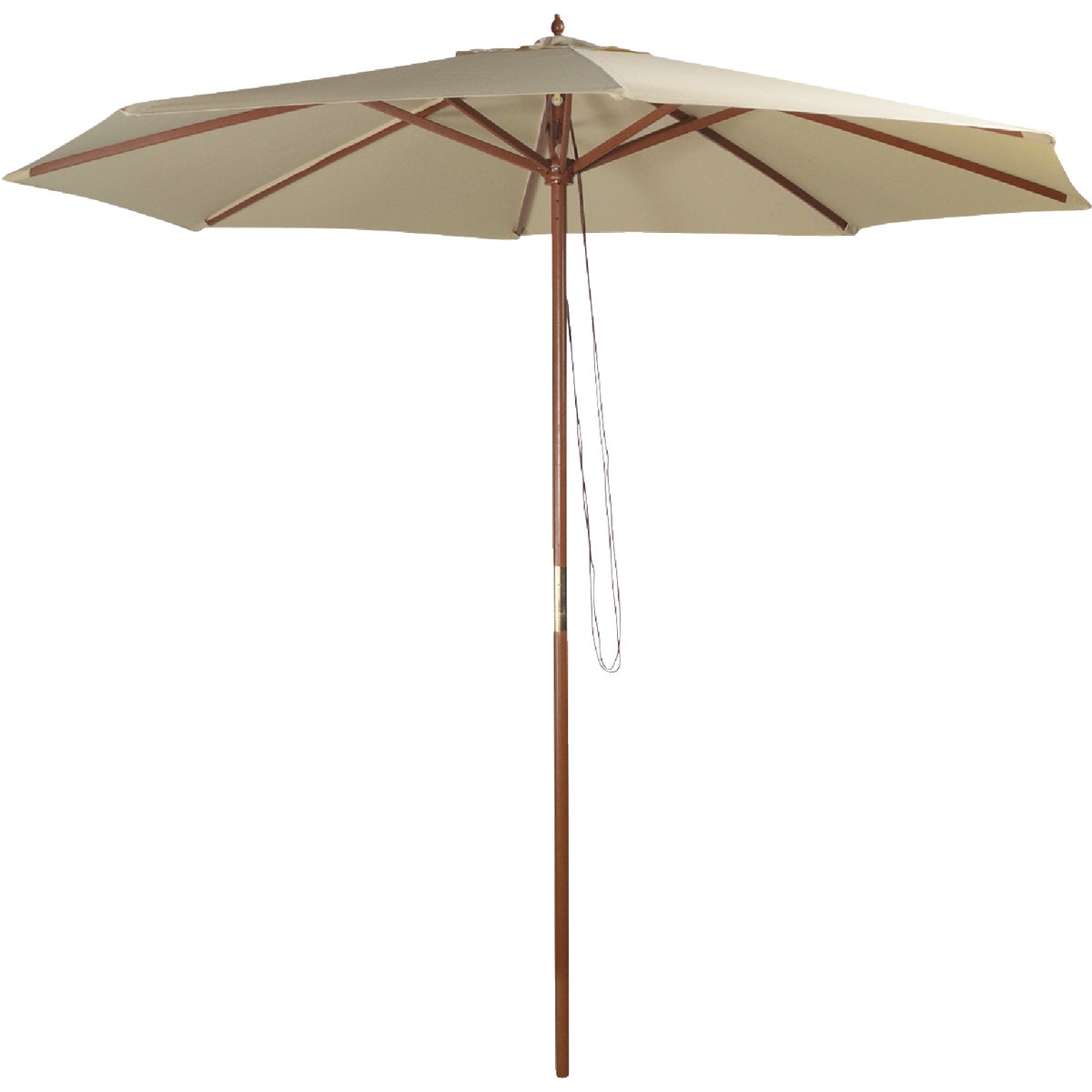 Bond Shade Factory 9 Ft. Wooden Double Pulley Natural Market Umbrella