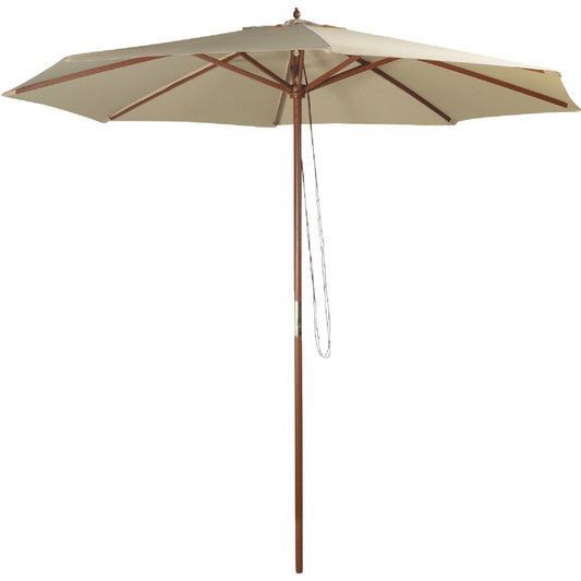 Bond Shade Factory 9 Ft. Wooden Double Pulley Natural Market Umbrella