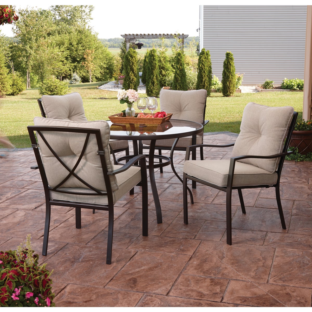 Outdoor Expressions Harrison 5-Piece Cushion Dining Set