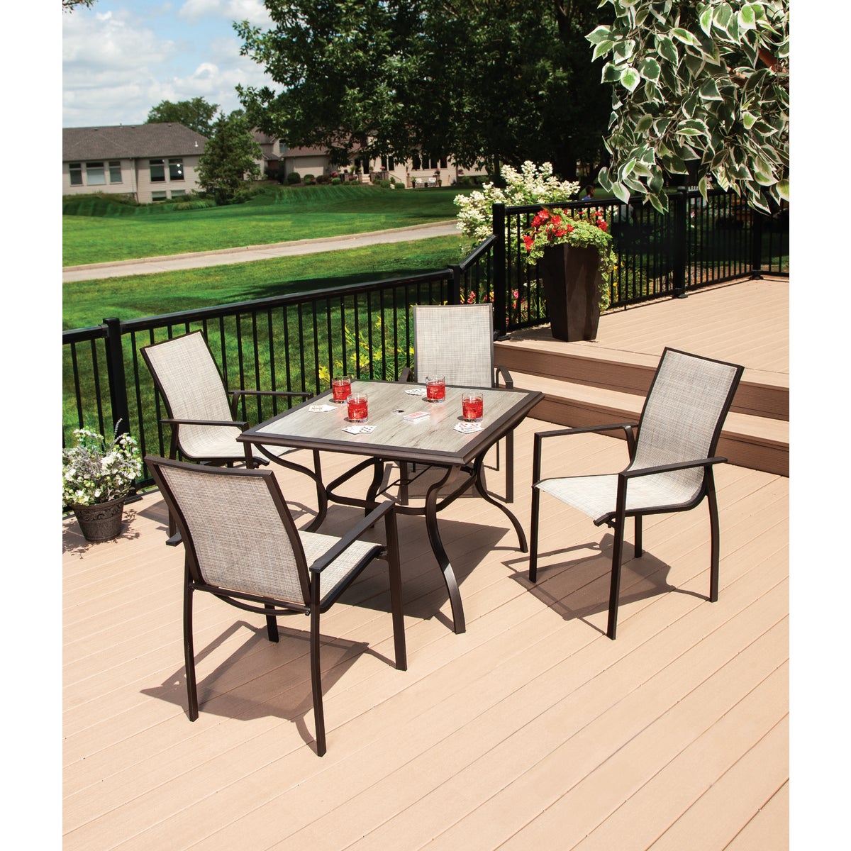 Pacific Casual New Brunswick 5-Piece Sling Dining Set