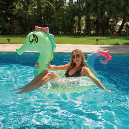 PoolCandy 42 In. Glitter Seahorse Inflatable Pool Tube