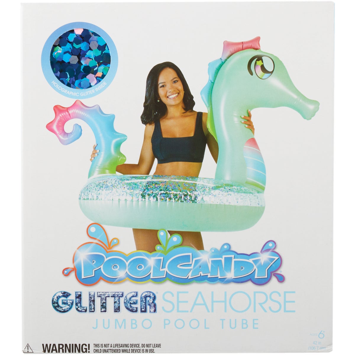 PoolCandy 42 In. Glitter Seahorse Inflatable Pool Tube